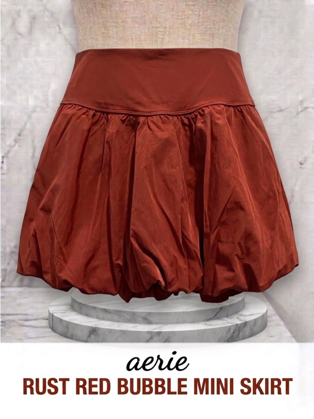 aerie Rust Red Bubble Skater Skirt NWT Size M